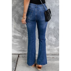 Blue St Patrick Clover Patchwork High Rise Flare Jeans