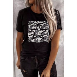 Star Camouflage Print Short Sleeve Graphic Tee