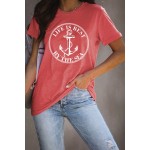 Red LIFE IS BEST BY THE SEA Anchor Print Graphic T Shirt