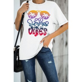 White Summer Vibes Sunnglasses Scenery T Shirt