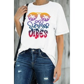 White Summer Vibes Sunnglasses Scenery T Shirt