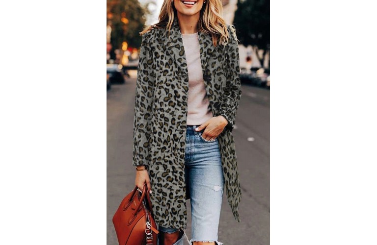 Leopard Print Lapel Coat