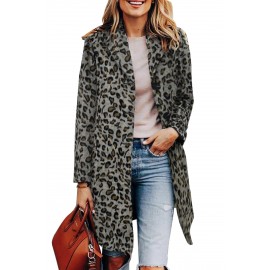 Leopard Print Lapel Coat