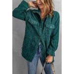 Green Pocketed Corduroy Shacket