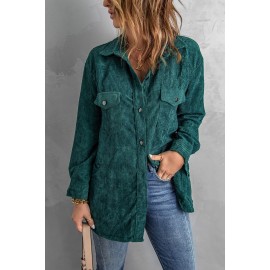 Green Pocketed Corduroy Shacket