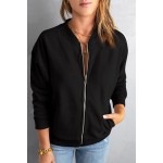 Black Zip-up Jacket with Pocket