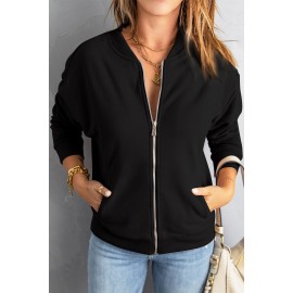 Black Zip-up Jacket with Pocket