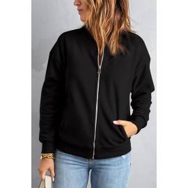 Black Zip-up Jacket with Pocket