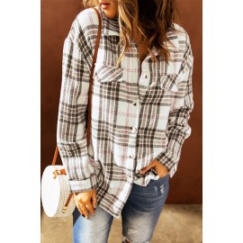 Buttoned Turn Down Collar Plaid Shacket