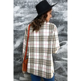 Buttoned Turn Down Collar Plaid Shacket