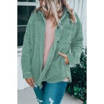 Green Pocket Buttons Corduroy Jacket