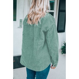 Green Pocket Buttons Corduroy Jacket