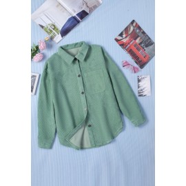 Green Pocket Buttons Corduroy Jacket