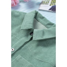 Green Pocket Buttons Corduroy Jacket