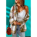 Button-up Pocket Long Sleeve Plaid Shacket