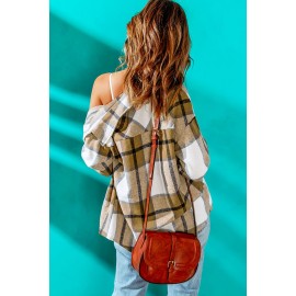 Button-up Pocket Long Sleeve Plaid Shacket