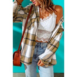 Button-up Pocket Long Sleeve Plaid Shacket