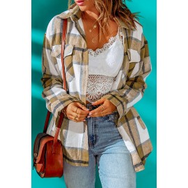 Button-up Pocket Long Sleeve Plaid Shacket