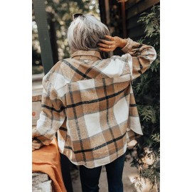 Button-up Pocket Long Sleeve Plaid Shacket