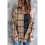 Brown Button-up Long Sleeve Plaid Shacket