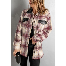 Plaid Print Long Sleeve Button-up Jacket with Pocket