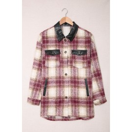 Plaid Print Long Sleeve Button-up Jacket with Pocket