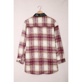 Plaid Print Long Sleeve Button-up Jacket with Pocket