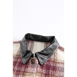 Plaid Print Long Sleeve Button-up Jacket with Pocket