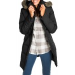 Black Toggle Button Quilted Coat for Women