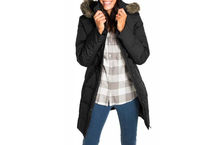 Black Toggle Button Quilted Coat for Women