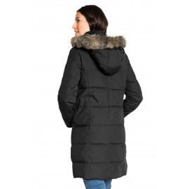 Black Toggle Button Quilted Coat for Women