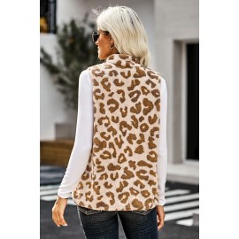 Leopard Sherpa Jacket Vest