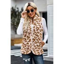 Leopard Sherpa Jacket Vest