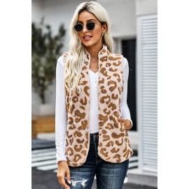 Leopard Sherpa Jacket Vest