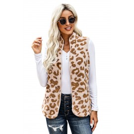 Leopard Sherpa Jacket Vest