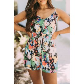 Spaghetti Straps Floral Print Romper