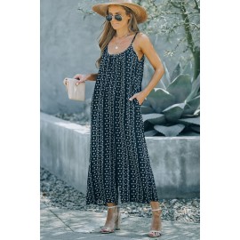 Black Printed Adjustable Wide-leg Jumpsuit