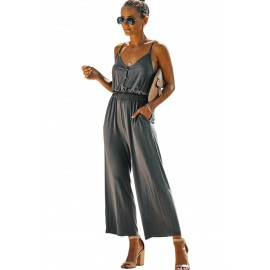 Gray Pocketed Spaghetti Straps Jumpsuit