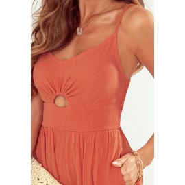 Orange Cut-out Spaghetti Strap Wide Leg Jumpsuit