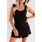 Black Ruffled Straps Sleeveless Romper