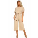 Apricot Always Chic Belted Culotte Jumpsuit