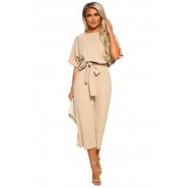 Apricot Always Chic Belted Culotte Jumpsuit