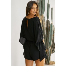 Black Born To Fly Kimono Romper