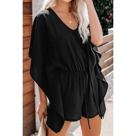 Black Born To Fly Kimono Romper